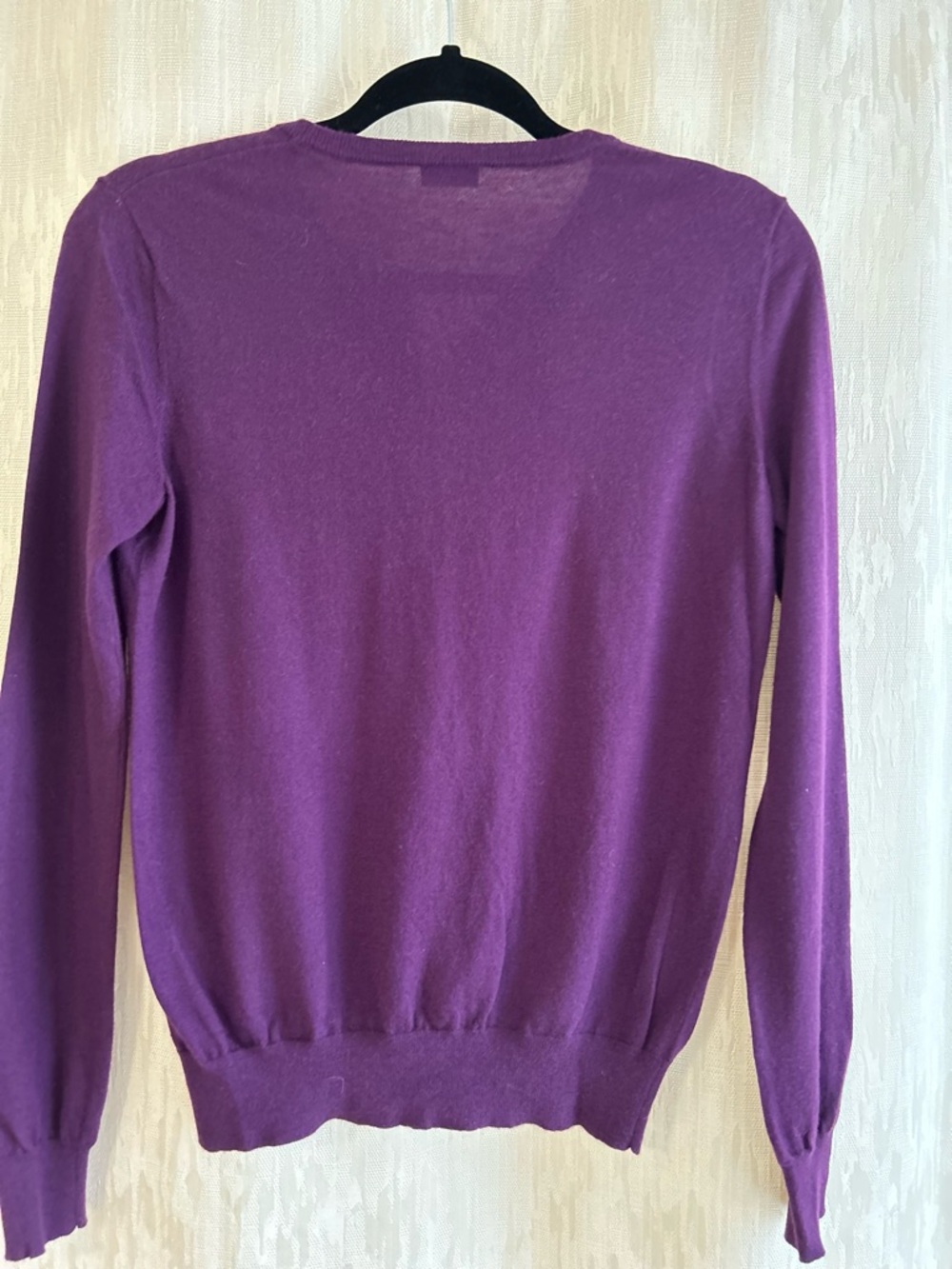JOSEPH 100% Basic Cashmere Crewneck Cardigan - Purple - Grosgrain trim ,Size S - Picture 9 of 11